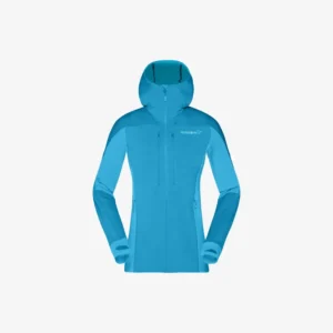 Norrøna Trollveggen powerstretch pro zip hood dame hawaiian surf blue1